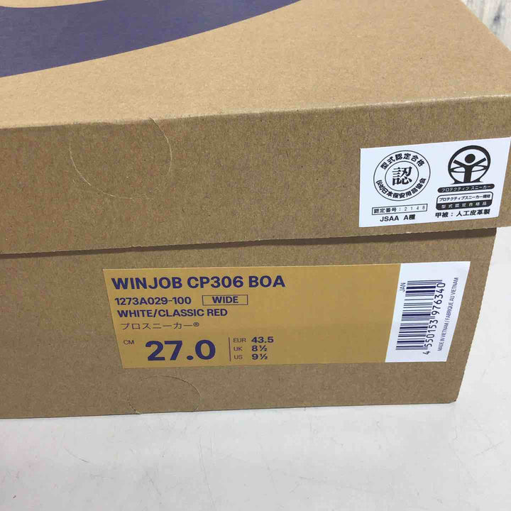 【未使用品】 アシックス 安全靴 ウィンジョブ CP306BOA ホワイトxクラシックレッド 27cm asics 【戸田店】