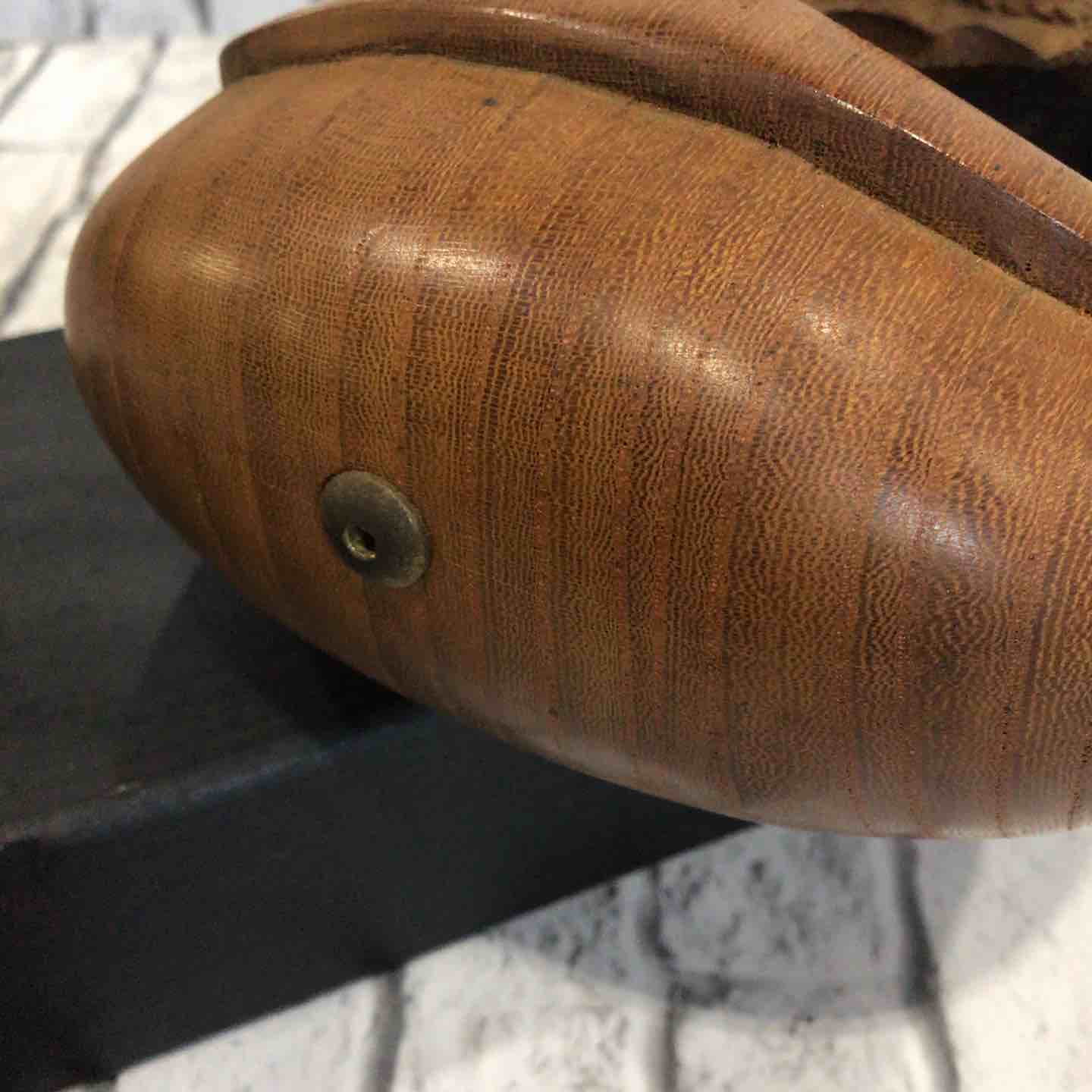 坪直　亀波紋彫刻墨壷　軽子付/全長30ｃｍ/無垢材墨つぼ（C438) 　 墨壺 亀波紋様 大工道具 墨壺 アンティーク 墨壷 すみつぼ 墨坪 墨つぼ