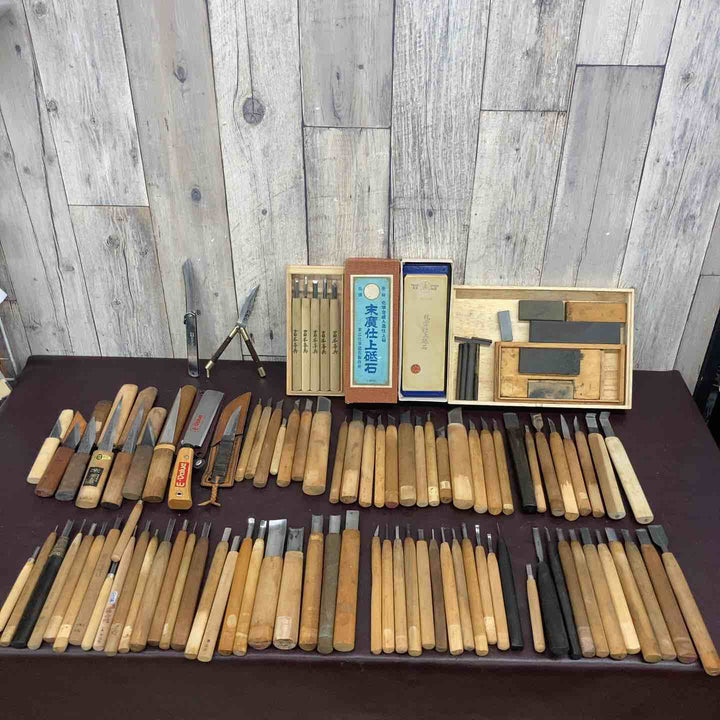 【中古品】 彫刻刀・ナイフ・砥石104点まとめ 和工具・鑿・木工 【東大和店】