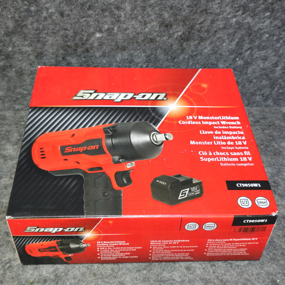 【未使用品】スナップオン(Snap-on) コードレスインパクトレンチ充電式(本体＋バッテリ1個セット) CT9050W1 1/2sq 赤【桶川店】