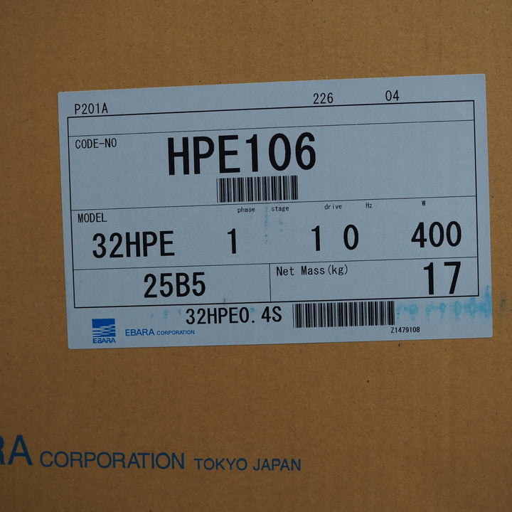 【未使用品】エバラポンプ/荏原製作所 浅井戸用インバータポンプ 32HPE0.4S HPE106 フレッシャーミニ【鴻巣店】