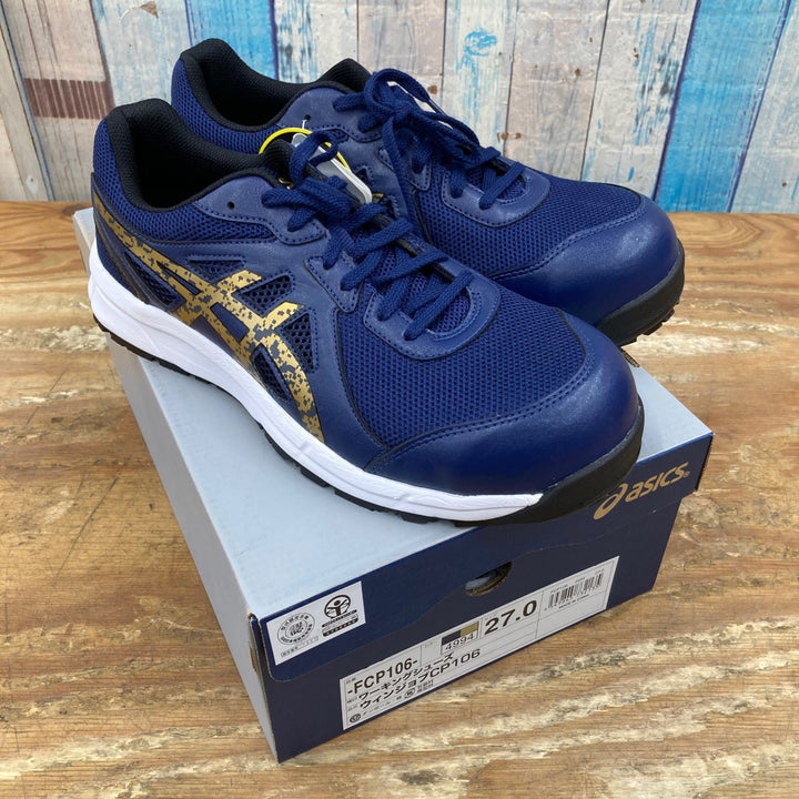 【未使用品】アシックス/ASICS 安全靴 ウィンジョブ CP106 27.0cm インディゴ×ゴールド 紐タイプ【柏店】