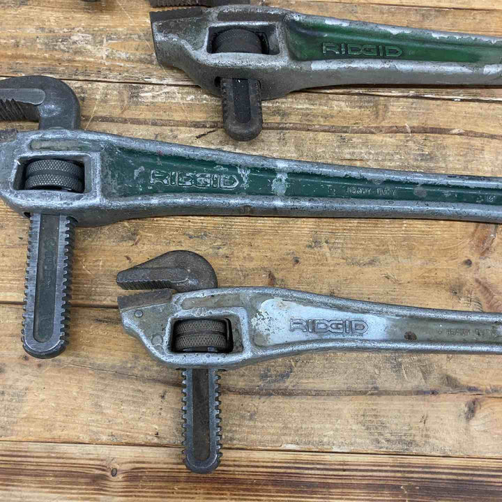 【中古品】 【まとめ売り】 RIDGID アルミ パイプレンチ 9本セット 24”・18”・14”・824・818・814・812 タテ型 水道管 白管用 【東大和店】