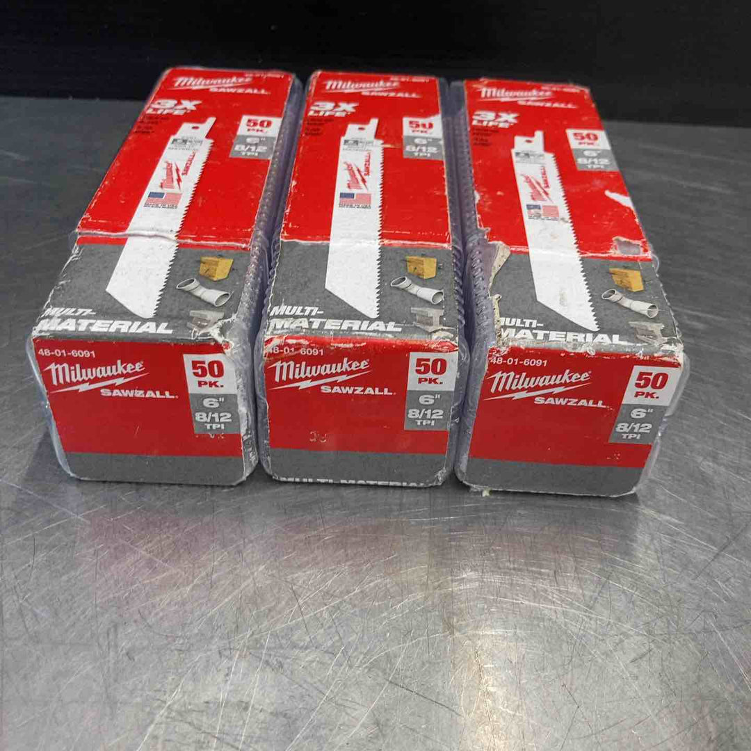 【未使用品】 ミルウォーキー(Milwaukee) レシプロソーブレード 6インチ 8/12TPI 25枚入り 48-01-6091 3箱まとめ売り 未開封 【東大和店】