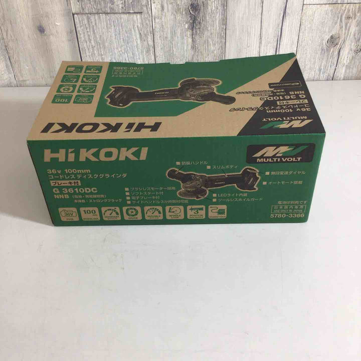 ◇HiKOKI(ハイコーキ) 36V 充電式 ディスクグラインダ G3610DC ブラック トイシ径100mm スライドスイッチ 蓄電池・充電器・ケース別売 G3610DC(NNB)【戸田店】
