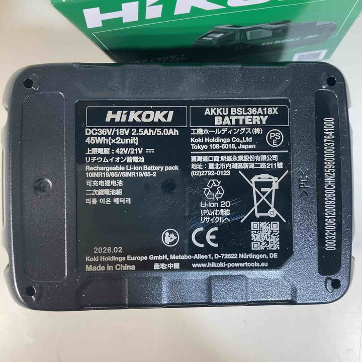 ★ハイコーキ(HIKOKI ※旧:日立工機) リチウムイオンバッテリー 36V/2.5Ah BSL36A18X 化粧箱破れ有【戸田店】