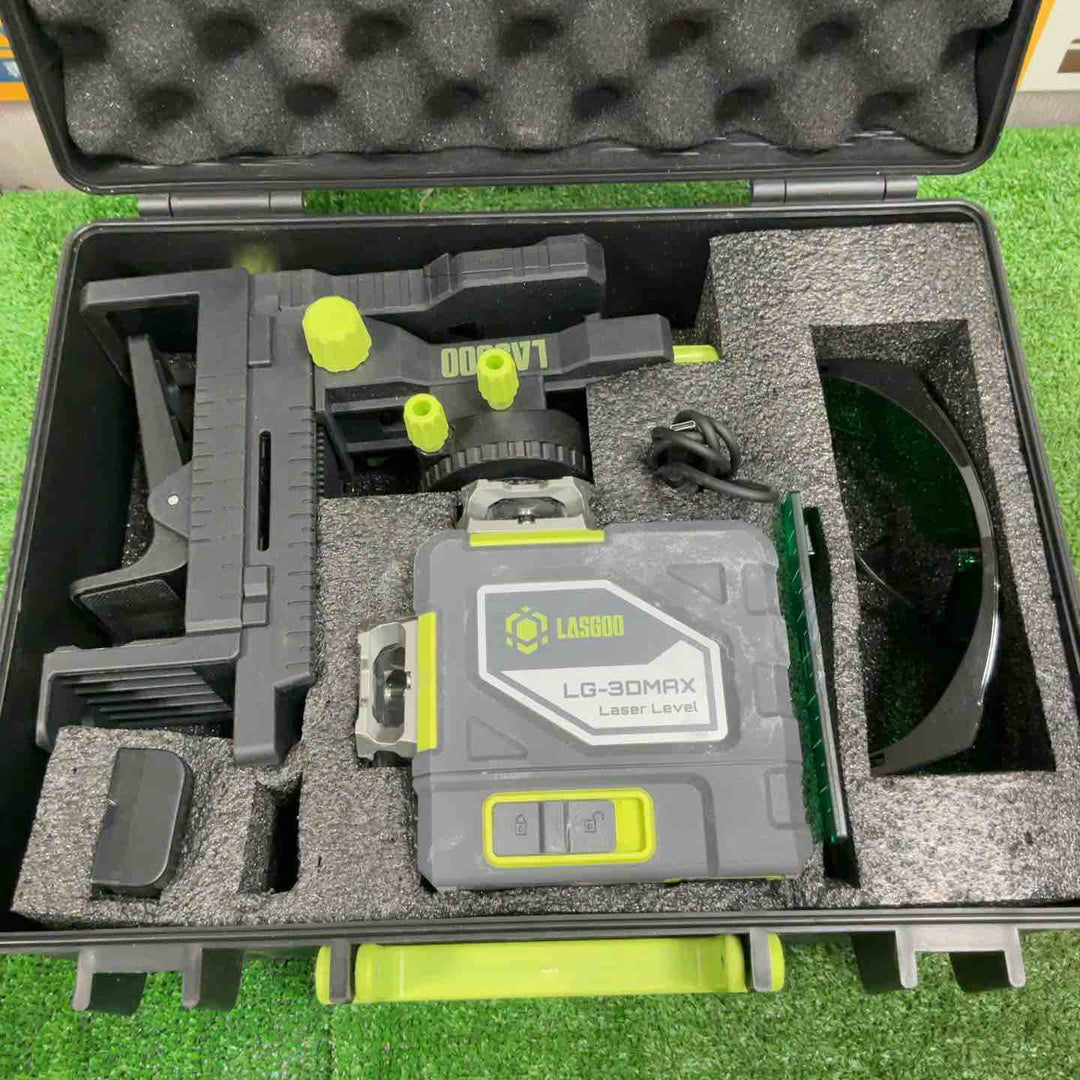 LasGoo LG-3DMAX 3x360° グリーンレーザーレベル、3D 自動水平調整クロスラインレーザー【草加店】
