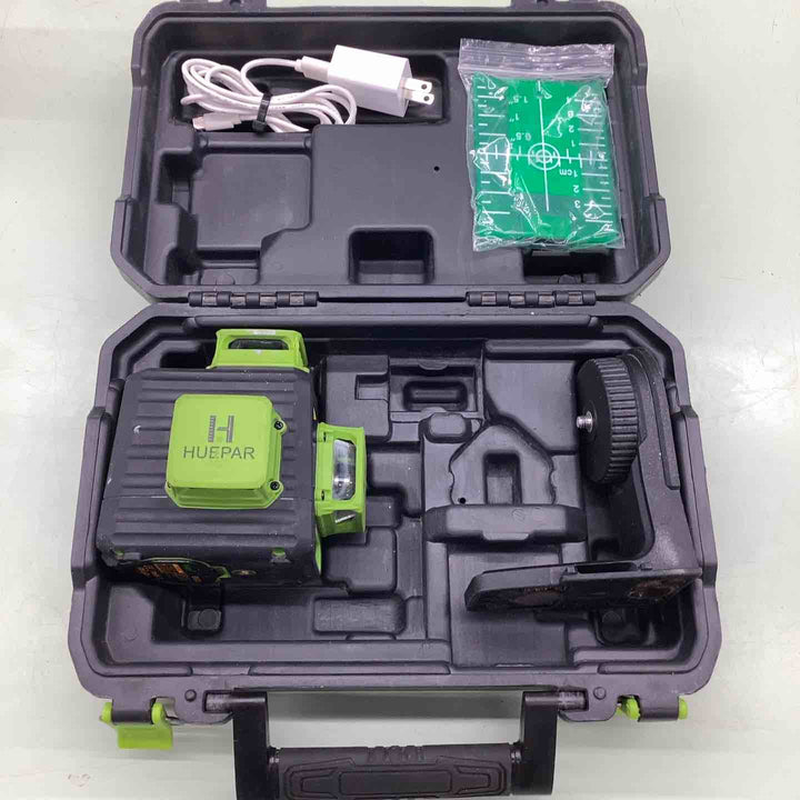 Huepar 3x360° レーザー墨出し器 グリーン 緑色 レーザー クロスライン 大矩 フルライン照射モデル 自動補正 2電源方式 Type-C充電可能 受光器対応 B03CG【越谷店】