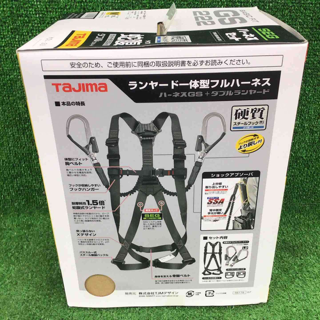 □タジマ(Tajima) ハーネスGS＋蛇腹ダブルランヤードL2セット 黒 Mサイズ A1GSMJR-WL2BK【川崎店】