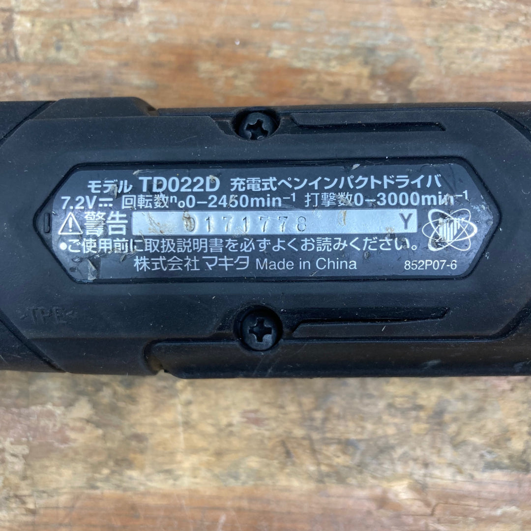 ☆マキタ(makita)7.2Vコードレスペンインパクトドライバー TD022DZB 本体+バッテリー1つ+充電器【柏店】