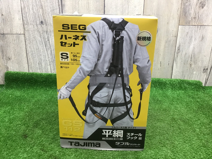 □タジマ(Tajima) ハーネスGS＋平ロープダブルランヤードL1セット 黒 Sサイズ A1GSSFR-WL1BK【富山店】◆レ