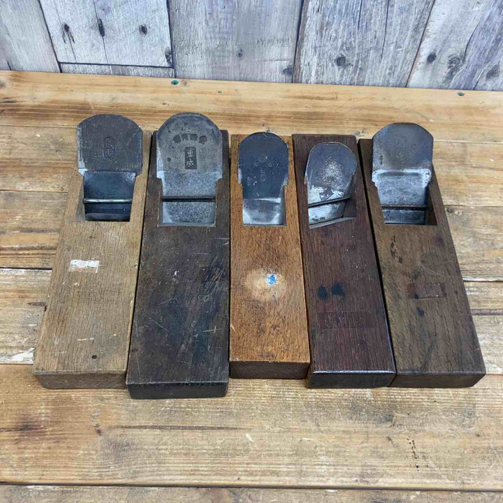 【中古品】 重成・福三郎・儀助・重宗・無名品？ 鉋5個セット 鉋 かんな カンナ 和工具 大工道具 鑿 のみ 鋸 のこ 【東大和店】