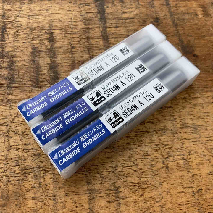 【未使用品】オカザキ 超硬エンドミル SED4M A 120 ミディアムスクエアエンドミル 3本セット【八潮店】