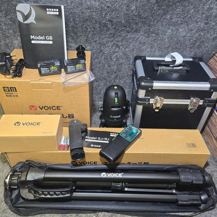 【未使用品】VOICE レーザー墨出し器 フルライングリーンレーザー Model-G8 受光器 三脚付き【桶川店】