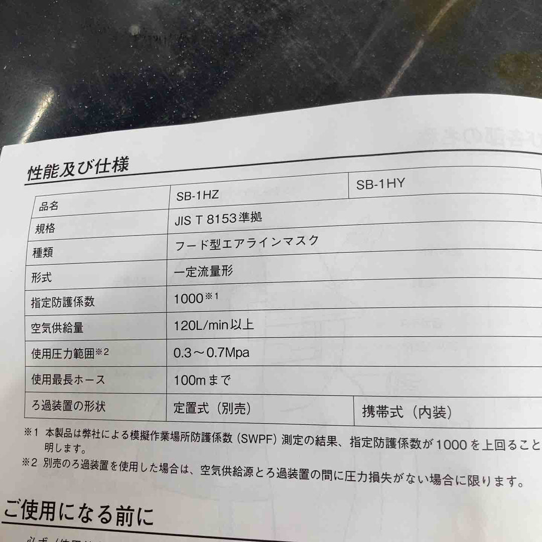 【未使用品】◇興研 KOKEN フード形エアラインマスク SB－1HZ型【八潮店】