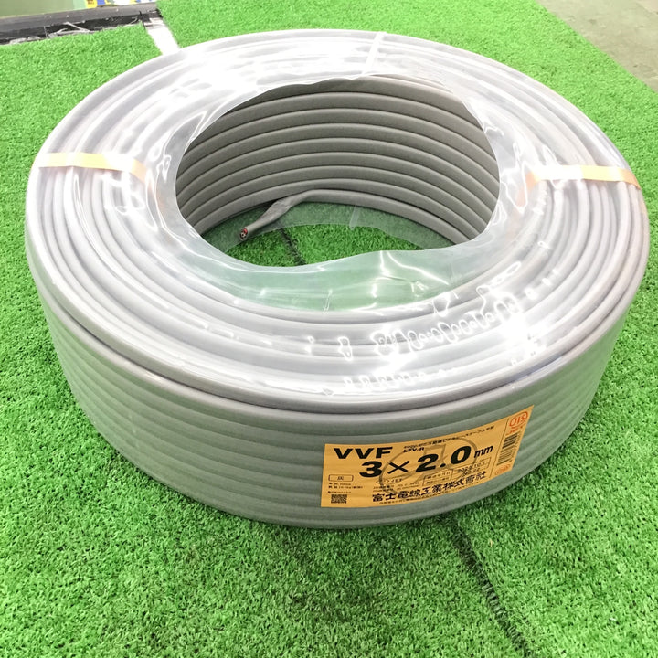 〇富士電線 ビニルキャブタイヤ丸形コード 2.0㎟ 3心 100㎟ 灰色 VCTF2.0SQ×3C×100m【桶川店】