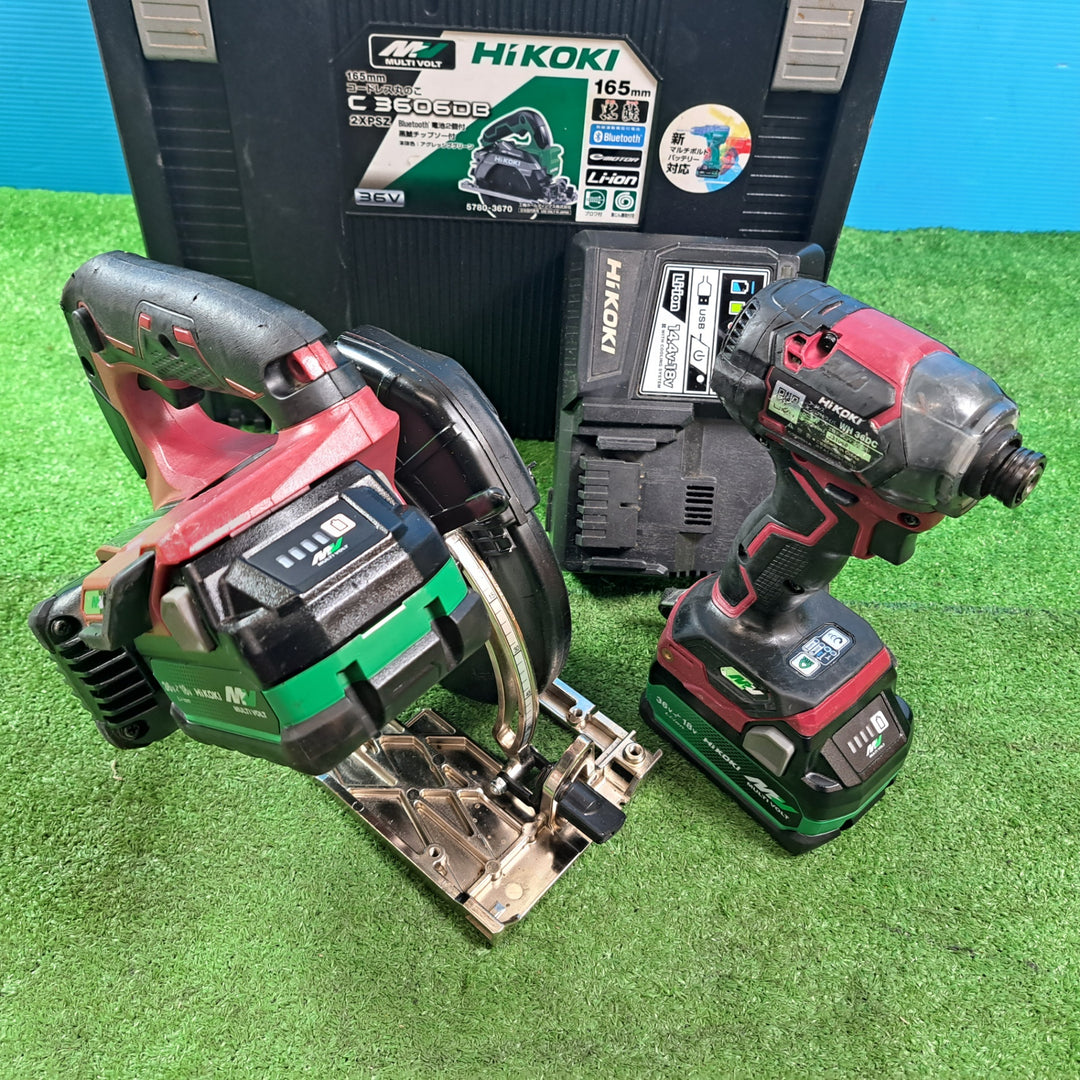 ハイコーキ(HIKOKI) コードレス丸のこ C3606DA コードレスインパクトドライバ WH36DC 限定色フレアレッド セット【岩槻店】